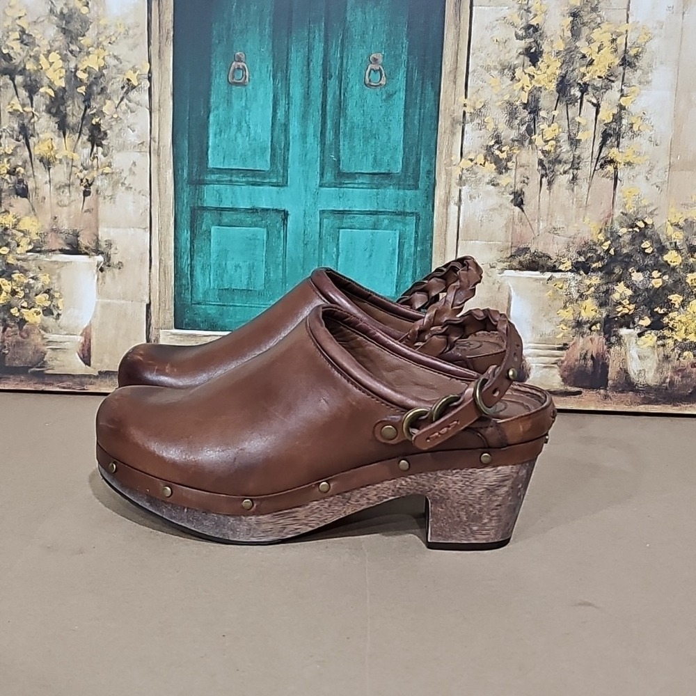 Johnson & Murphy Brown Leather Slides Mules Sandals Womens 10 M E11